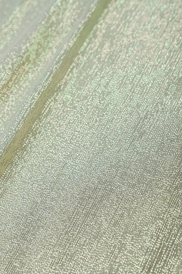 Metallic Lamé Silk Boubou Caftan One Size Luxury Pistachio Evening Kaftan