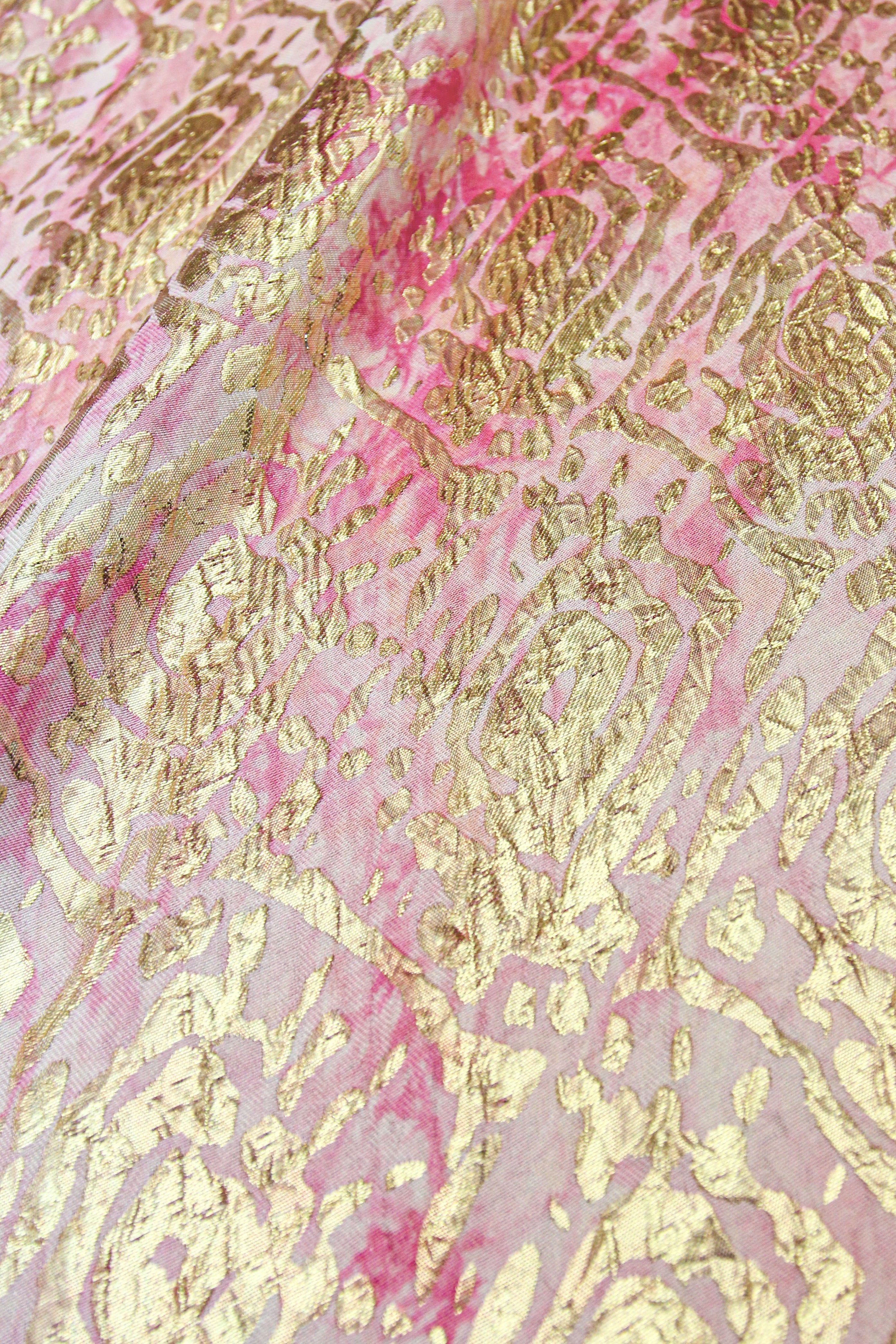 Silk Metallic Oversized Boubou Caftan One Size Luxury Gold Jacquard Evening Kaftan