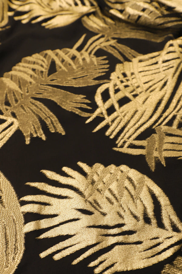 Lurex Palm Racer Back Sun Dress in Black and Gold