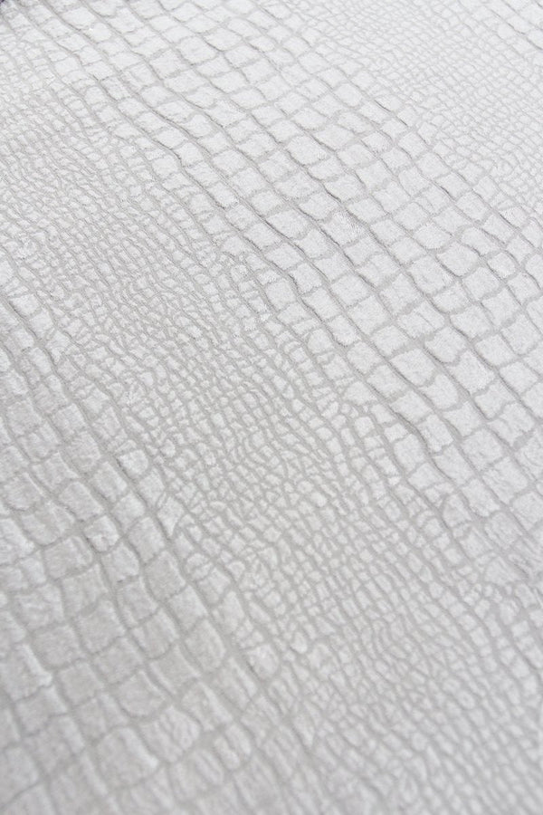 Silk Croco Jacquard Long Sleeve Boubou Caftan One Size Luxury White Full-Length Kaftan