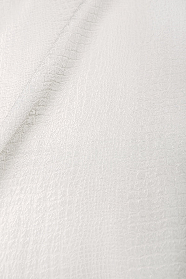 Croco Patterned Silk Big Boubou Caftan One Size Luxury White Evening Kaftan