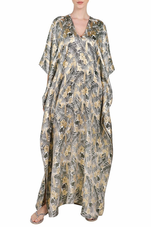 Jacquard Palm Boubou ( Palm White Black Gold)