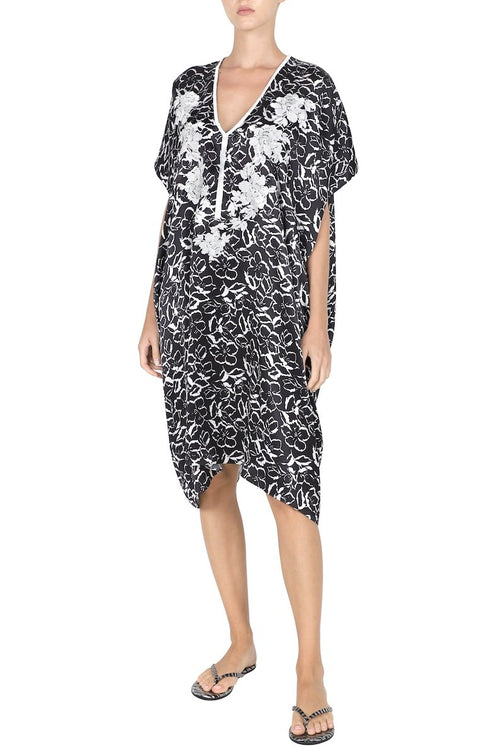 Midi Boubou Caftan (Black White)