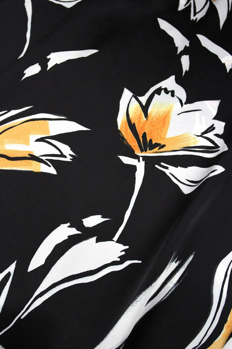 Luxury Printed Racer Back Silk Satin Long Dress for Women